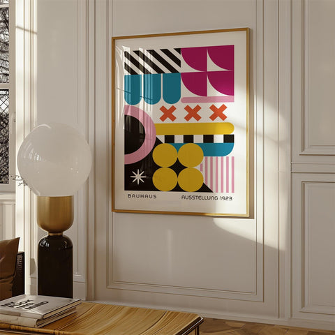 Colorful Bauhaus geometric wall art poster