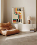 Colourful retro wall print for living room