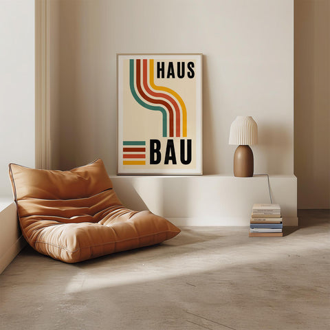 Colourful retro wall print for living room