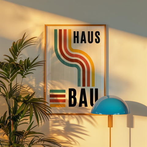 Warm toned Bauhaus poster for living room