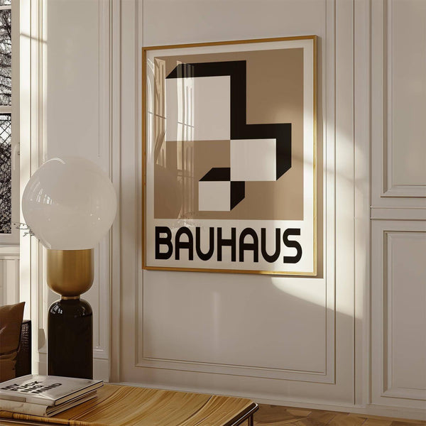 Artistic geometric wall hanging inspired by Bauhaus aesthetics