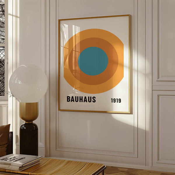 Bauhaus Circle Poster in warm earthy tones.