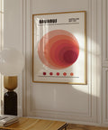 Bauhaus spiral circle print in red tones