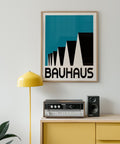 Modern Bauhaus print with rooftop-inspired design