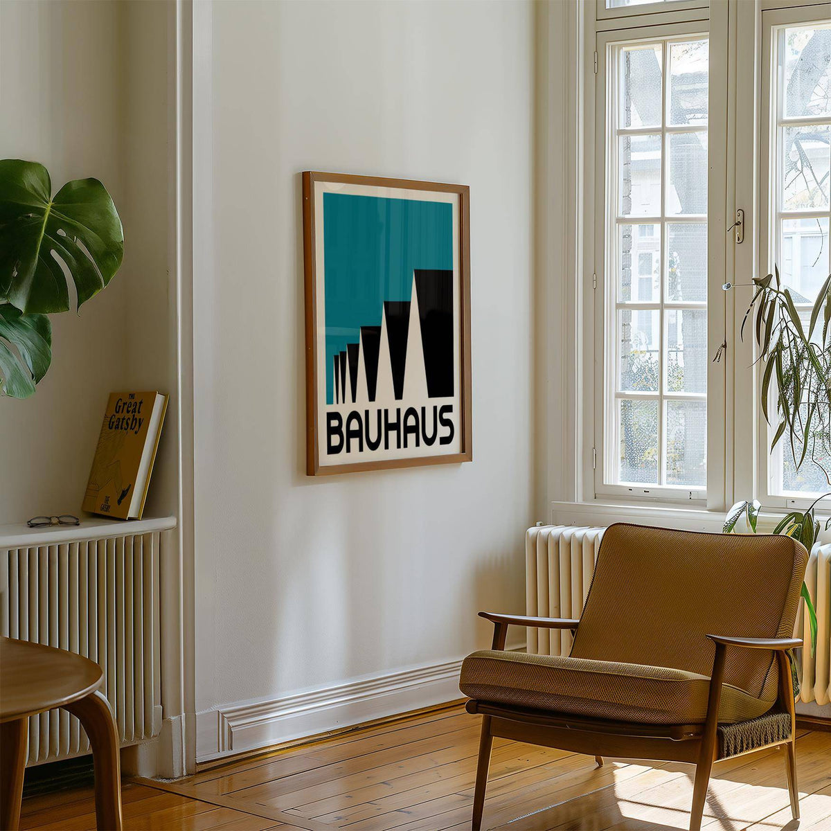 Minimalist Bauhaus poster blue with structured composition