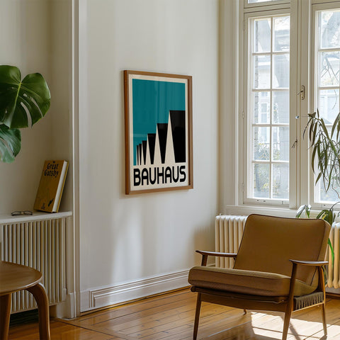 Minimalist Bauhaus rooftop design poster