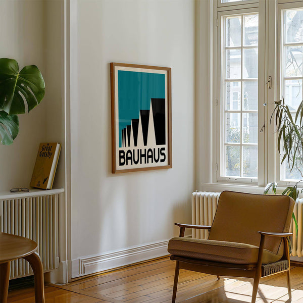Minimalist Bauhaus poster blue with structured composition