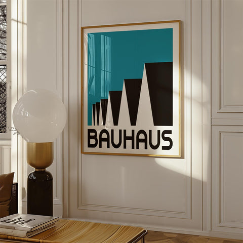 Bauhaus Rooftops art print with geometric shapes