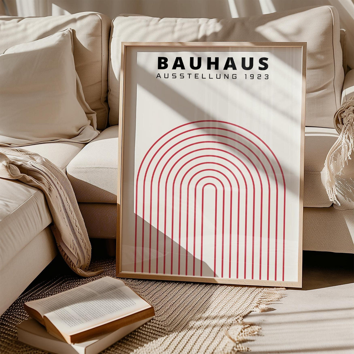 Framed original Bauhaus poster ideal for sleek, creative interiors