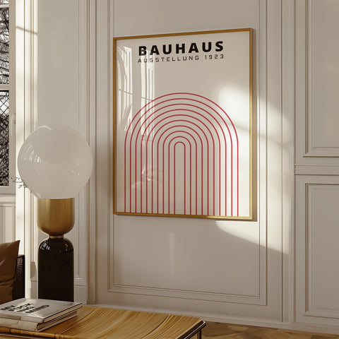 Minimalist red arch Bauhaus wall art