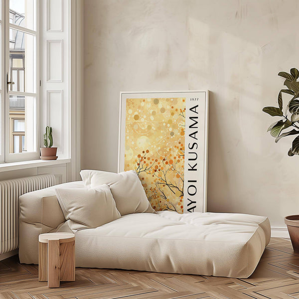 Yellow nature art inspired by Yayoi Kusama’s style