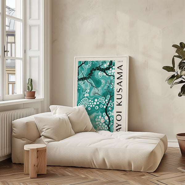 High-quality teal wall decor print with bold abstract branches