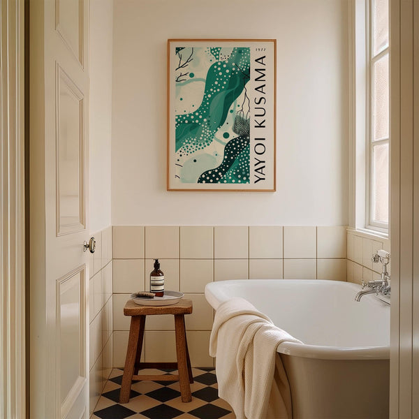 Black White and Green Poster perfect for bathrooms