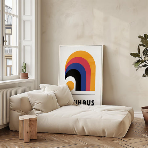 Colourful Bauhaus-inspired minimalist art print