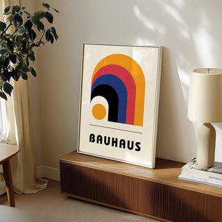 Abstract Bauhaus art posters with clean lines and geometric balance