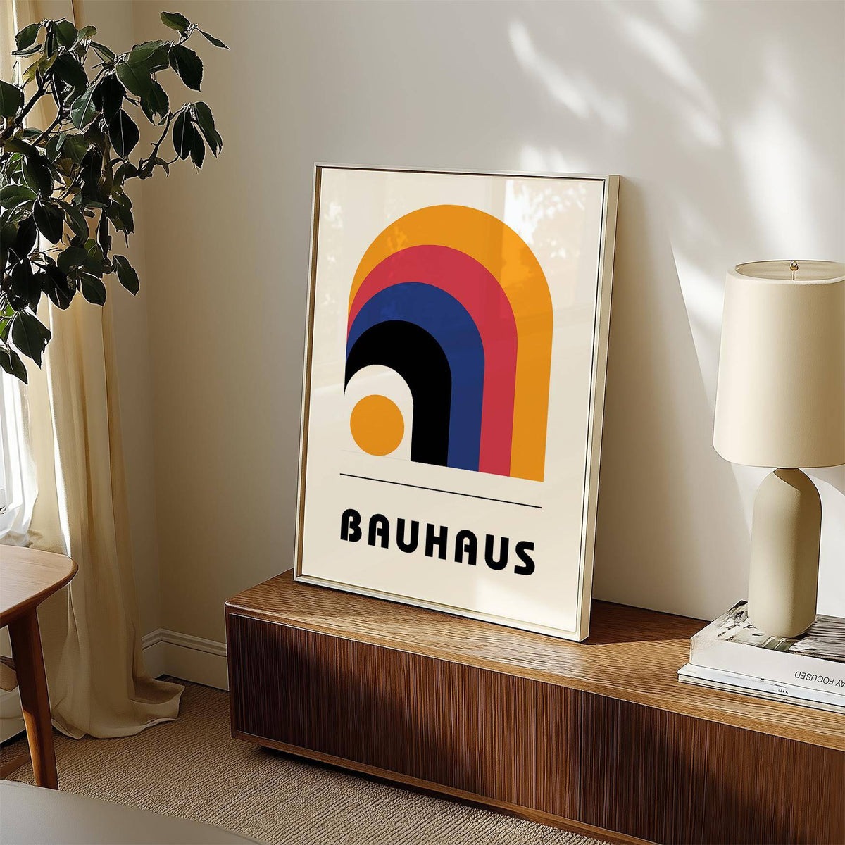 Abstract Bauhaus art posters with clean lines and geometric balance