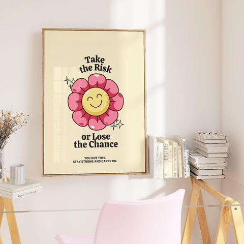 Positive quote art with smiling flower