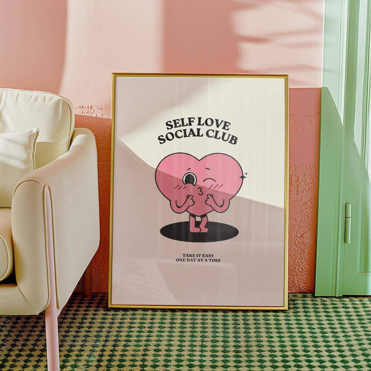Cosy corner decorated with playful inspirational quotes wall decor