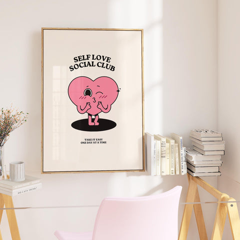 Pink heart art with positive message