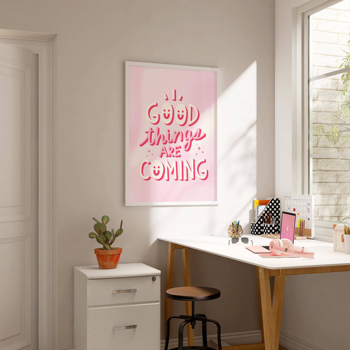 "Good Things Are Coming" motivational posters for students with playful design