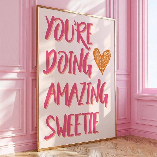 Hand-drawn heart accent in playful good motivational posters print