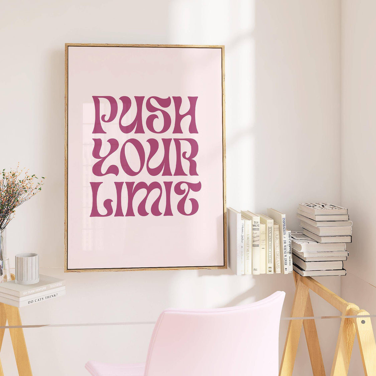 Retro lettering with powerful quote in motivational posters for workspaces