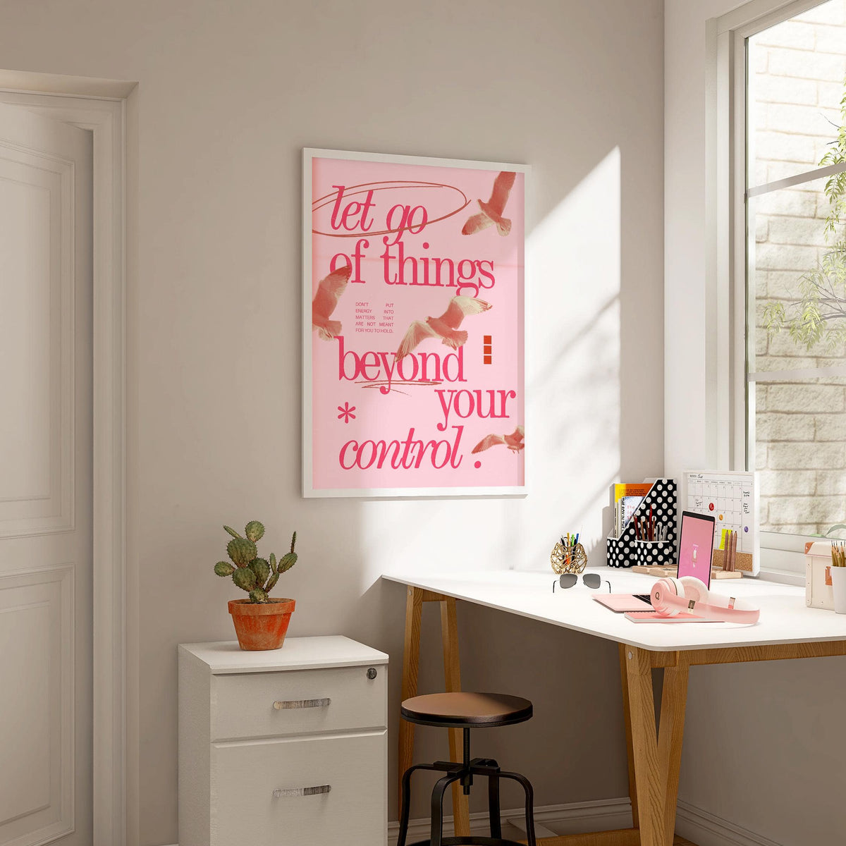 “Let Go” quote artwork included in posters with inspirational sayings
