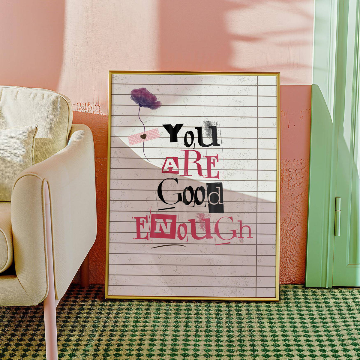 Self-love themed posters of positivity ideal for mental wellness decor