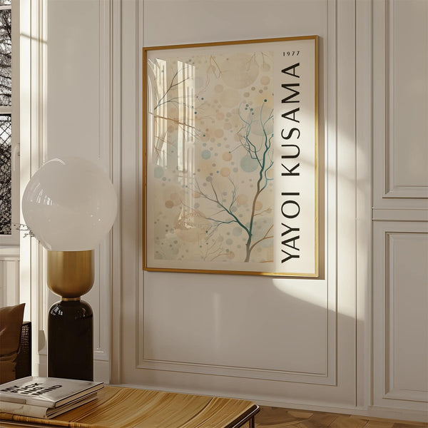 Minimalist Yayoi Kusama nature prints in vertical format