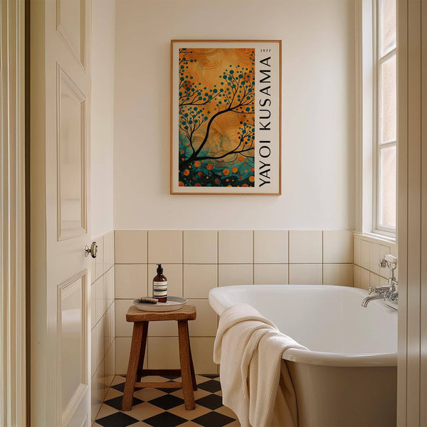 Autumn wall art for living room with organic branches