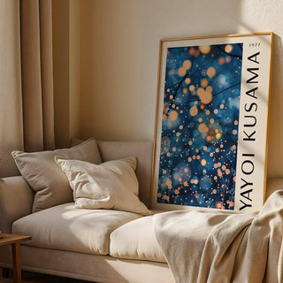 statement navy blue wall art for living room with deep blue tones