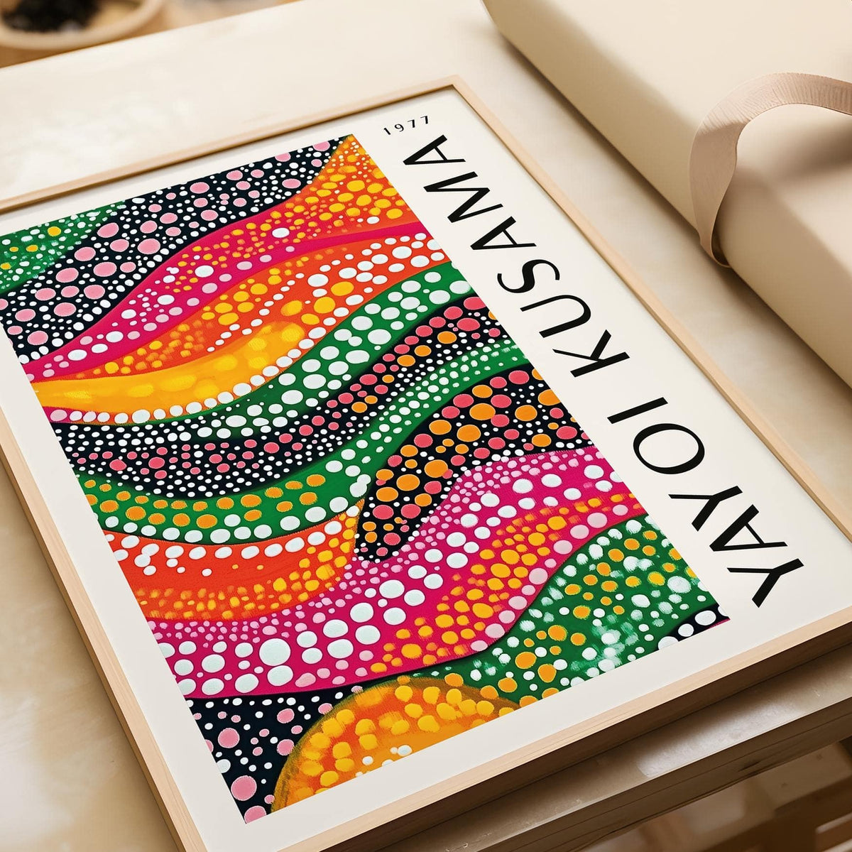 Polka dot art for modern living room interiors