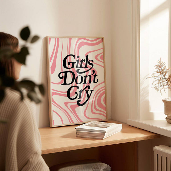 Motivational Girls Don’t Cry typography print as stylish girls room wall art