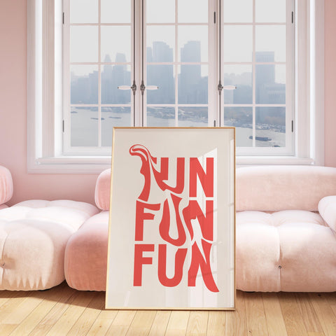 Playful typography print in red-orange