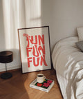 Red-orange fun wall art for living room