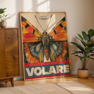Colourful Butterfly Art Wall with detailed wings in fiery tones for stylish homes
