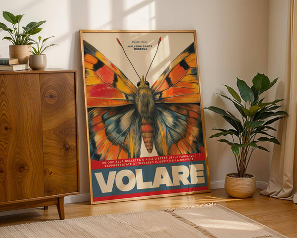 Colourful Butterfly Art Wall with detailed wings in fiery tones for stylish homes