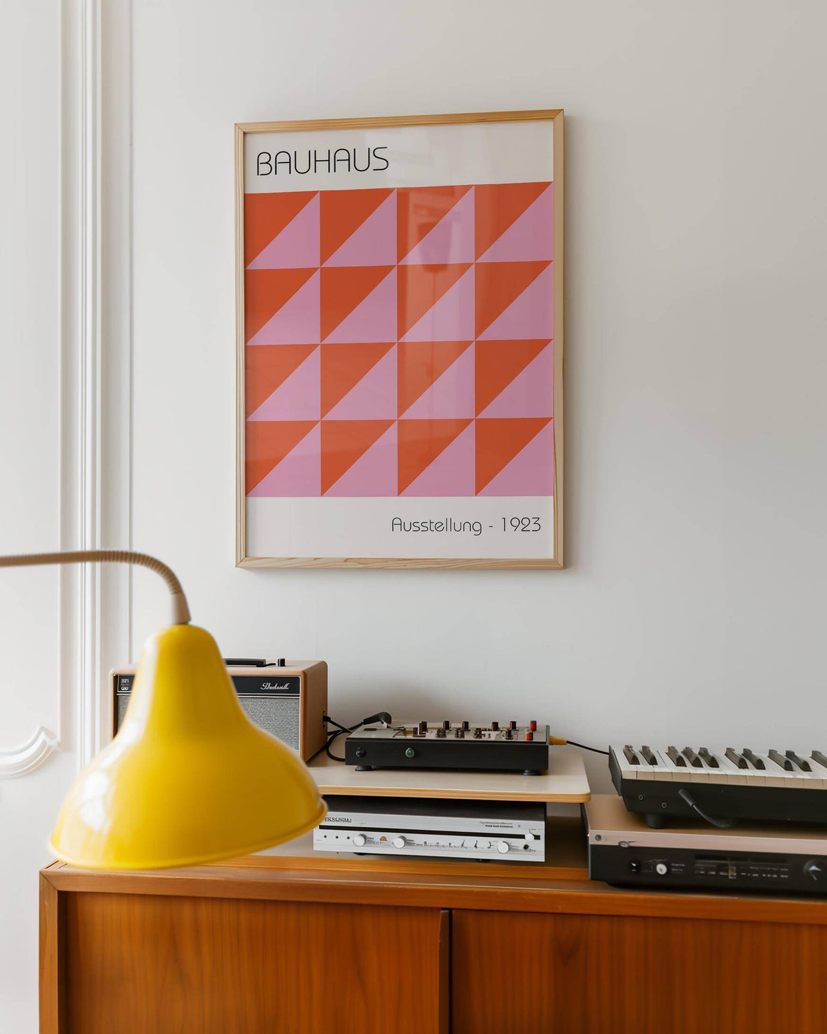Bold triangle pattern featured in abstract modern wall art