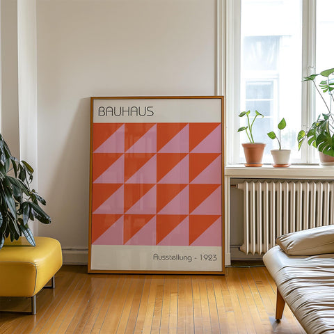 Orange and pink Bauhaus poster