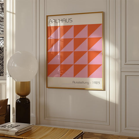 Bauhaus orange and pink geometric art print