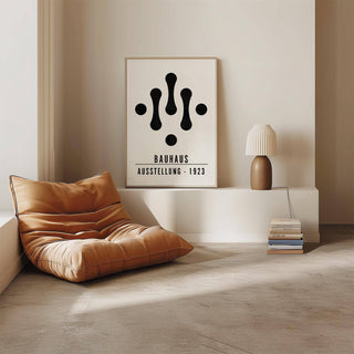 Bauhaus black and white art featuring geometric shapes