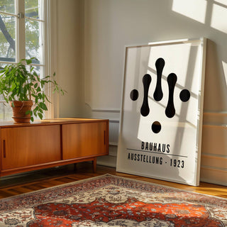 Minimalist Bauhaus black and white art with strong contrast