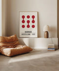 Minimalist red and white geometric poster