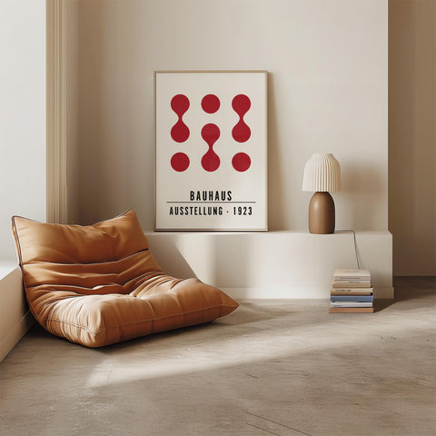 Minimalist red and white geometric poster