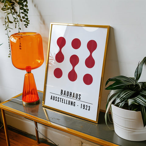 Abstract red shapes poster for modern decor