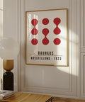 Bauhaus abstract art print with red geometric shapes