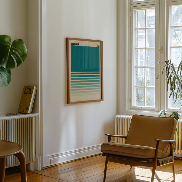 Teal blue gradient wall art with seamless colour transition