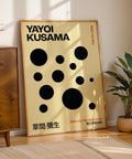 Yayoi Kusama inspired artwork featuring minimalist design and bold shapes.