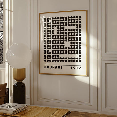 Bauhaus-inspired dot grid wall art