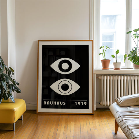 Black-and-white minimalist poster for living room